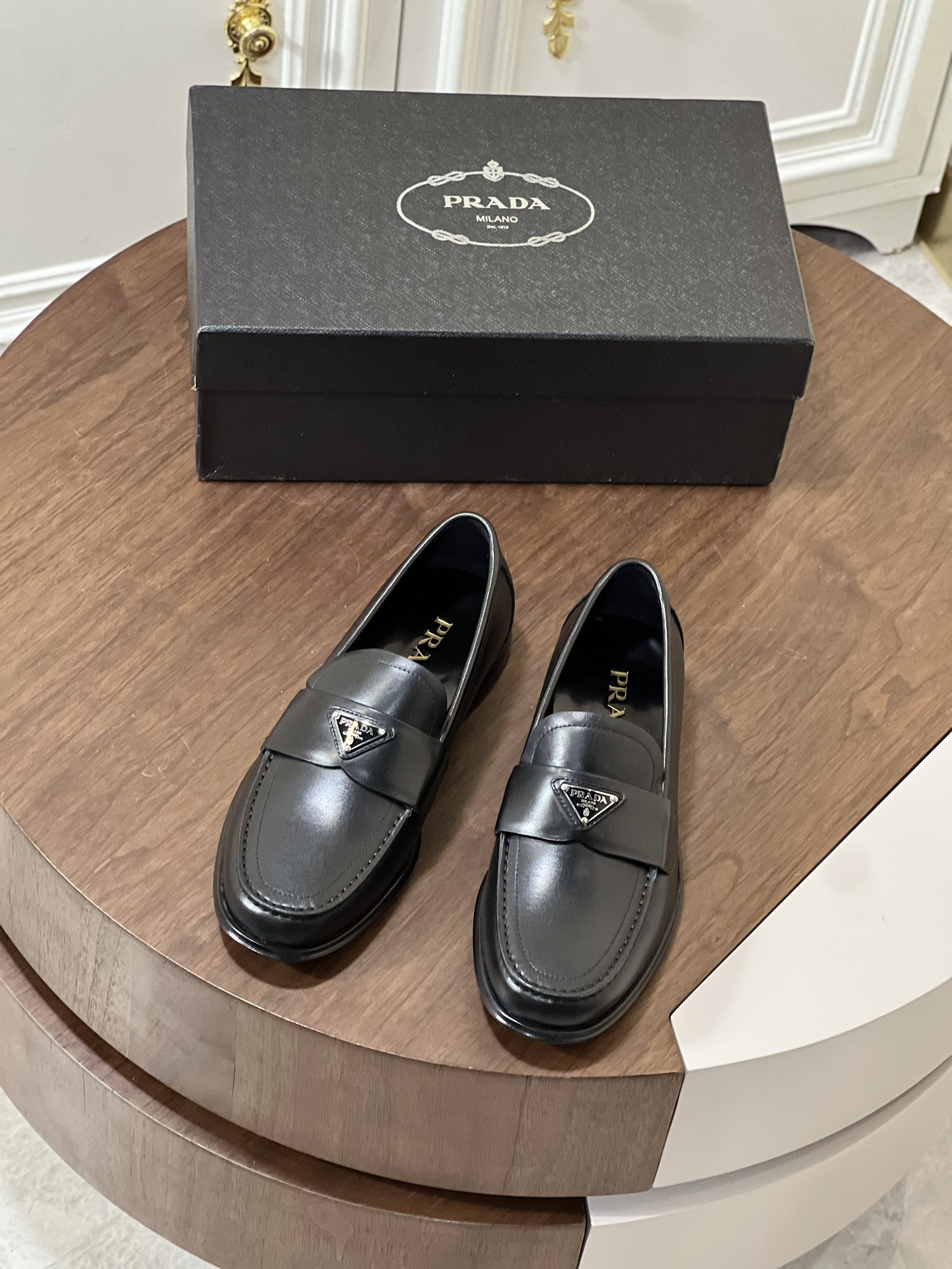 Prada Men's Black Leather Loafers - Business Casual Dress Shoes 9 i1723631236 8273 1