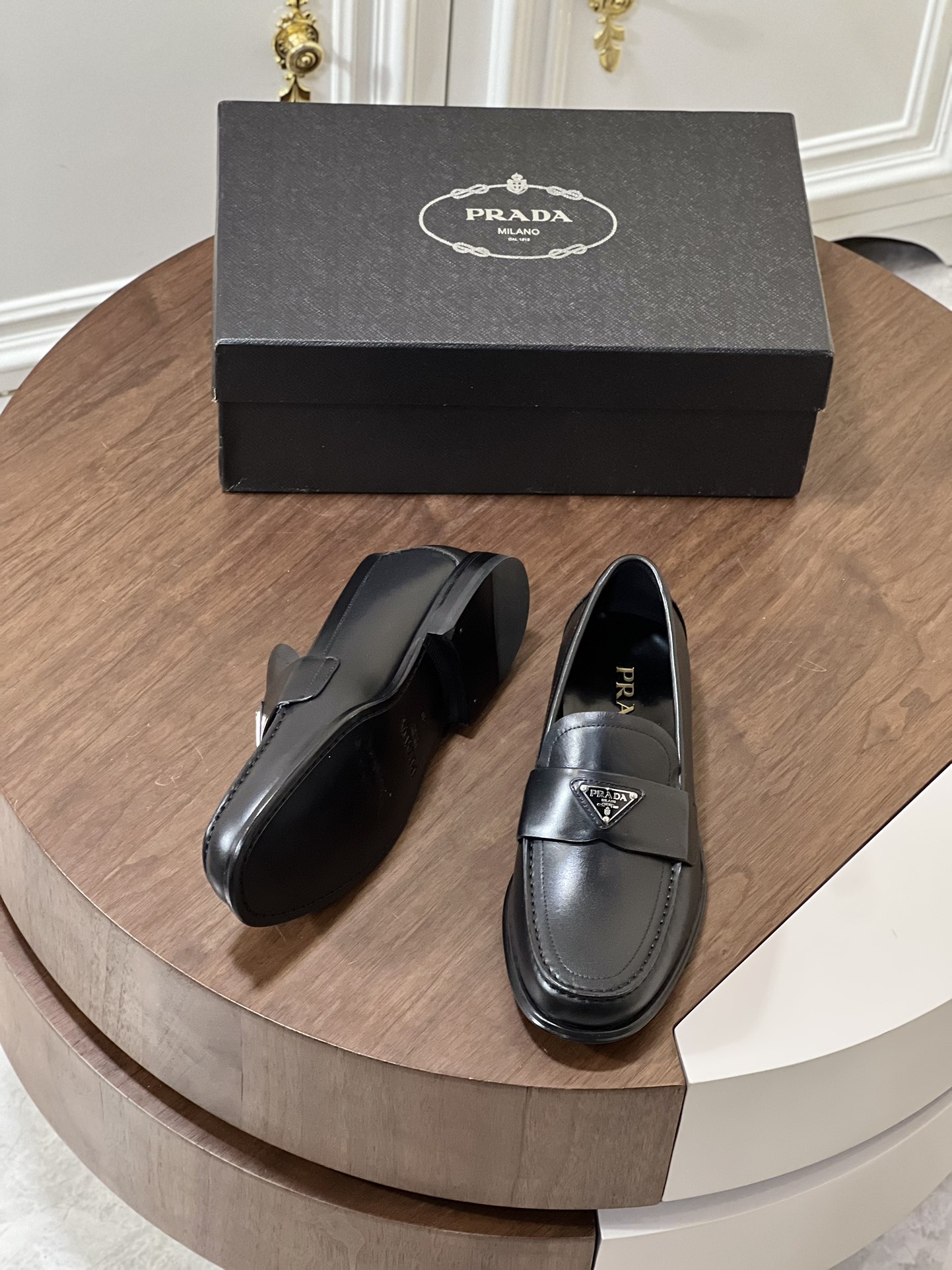 Prada Men's Black Leather Loafers - Business Casual Dress Shoes 4 i1723631237 9314 6