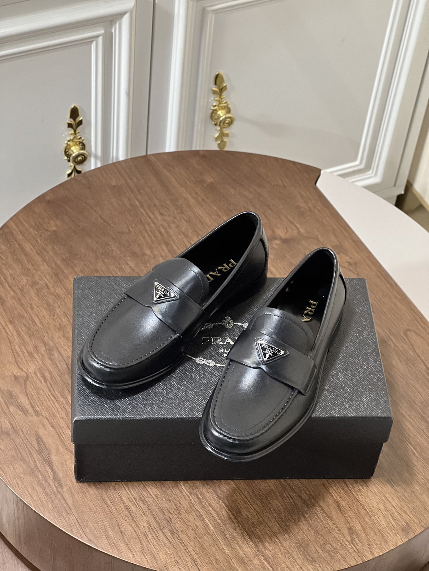 Prada Men's Black Leather Loafers - Business Casual Dress Shoes 7 i1723631237 9483 8