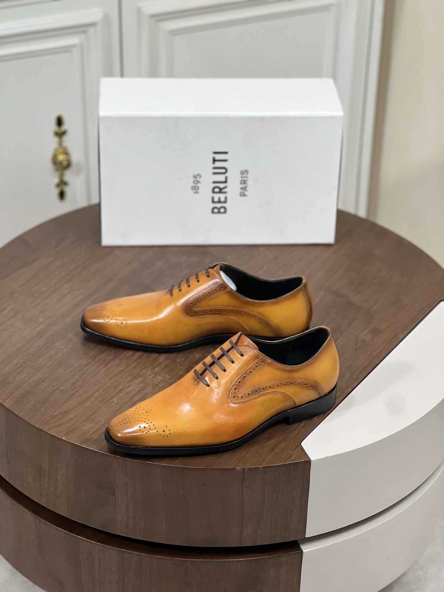 ••新款••Berlut*_ Alessandro Demesure Scritto图纹皮革牛津鞋...