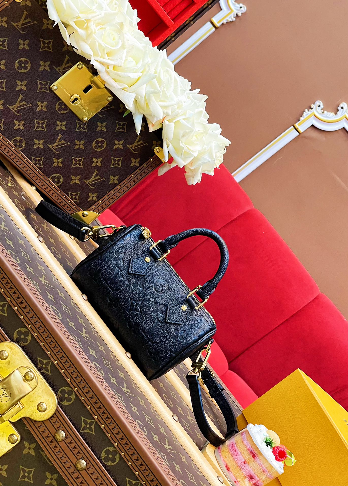 لويس فيتون LV Speedy حقيبة حقيبة يد أسود . Monogram Canvas قماش مینی M82451024