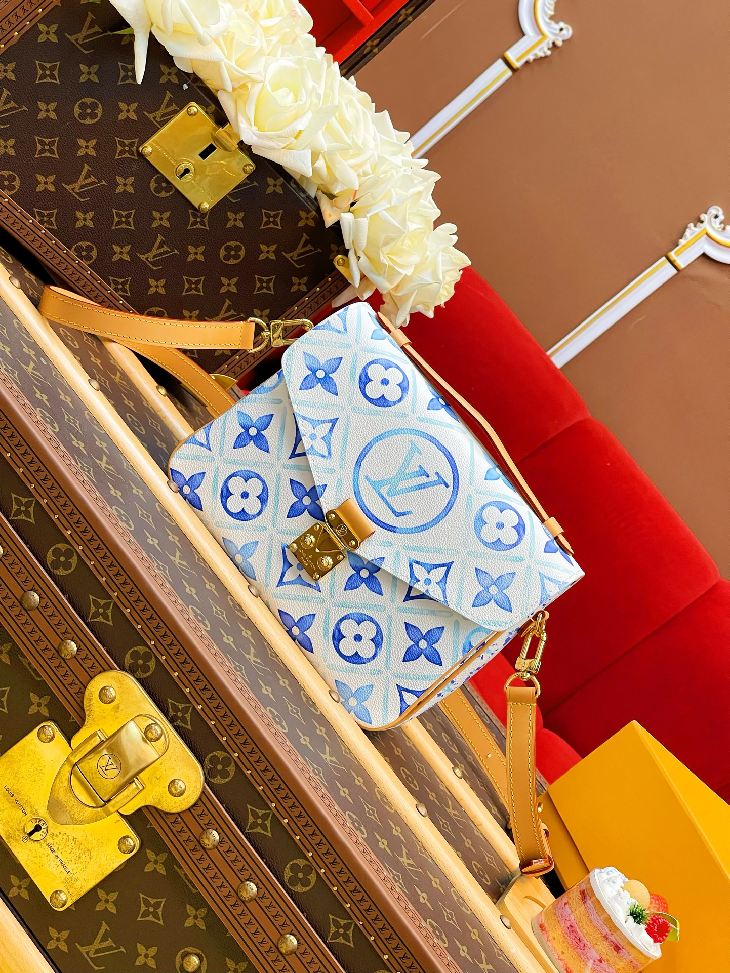 لويس فيتون LV Pochette MeTis حقيبة حقيبة يد بلو قماش Circle M11461