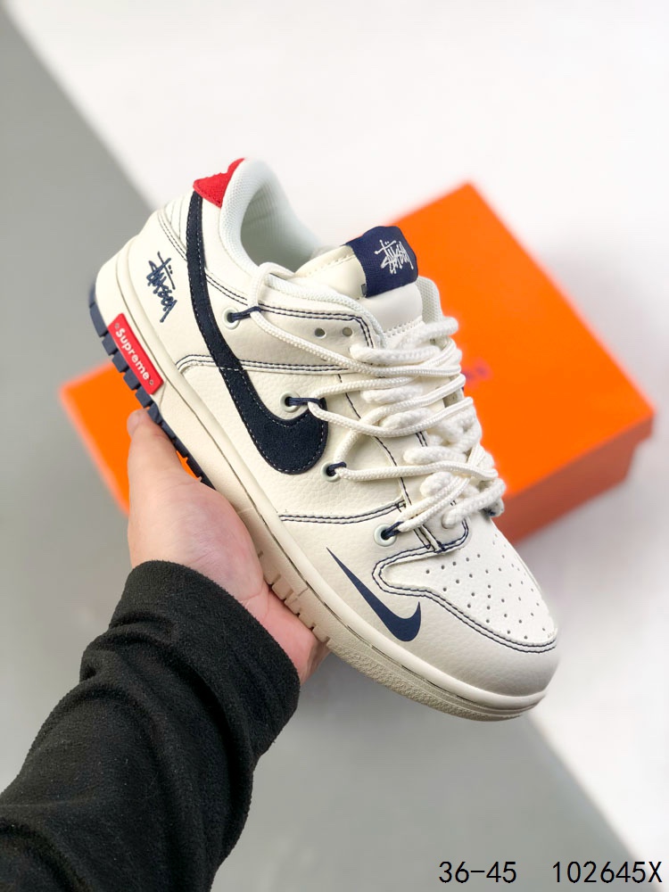 💰150
真标带半码！
耐克Nike SB Dunk Low 联名 绑绳 复古低帮休闲运动滑板板鞋。采用脚感柔软舒适ZoomAir气垫，有效吸收滑板等极限运动在落地时带来的冲击力，为街头运动者们提供更好的保护
ID：102645X