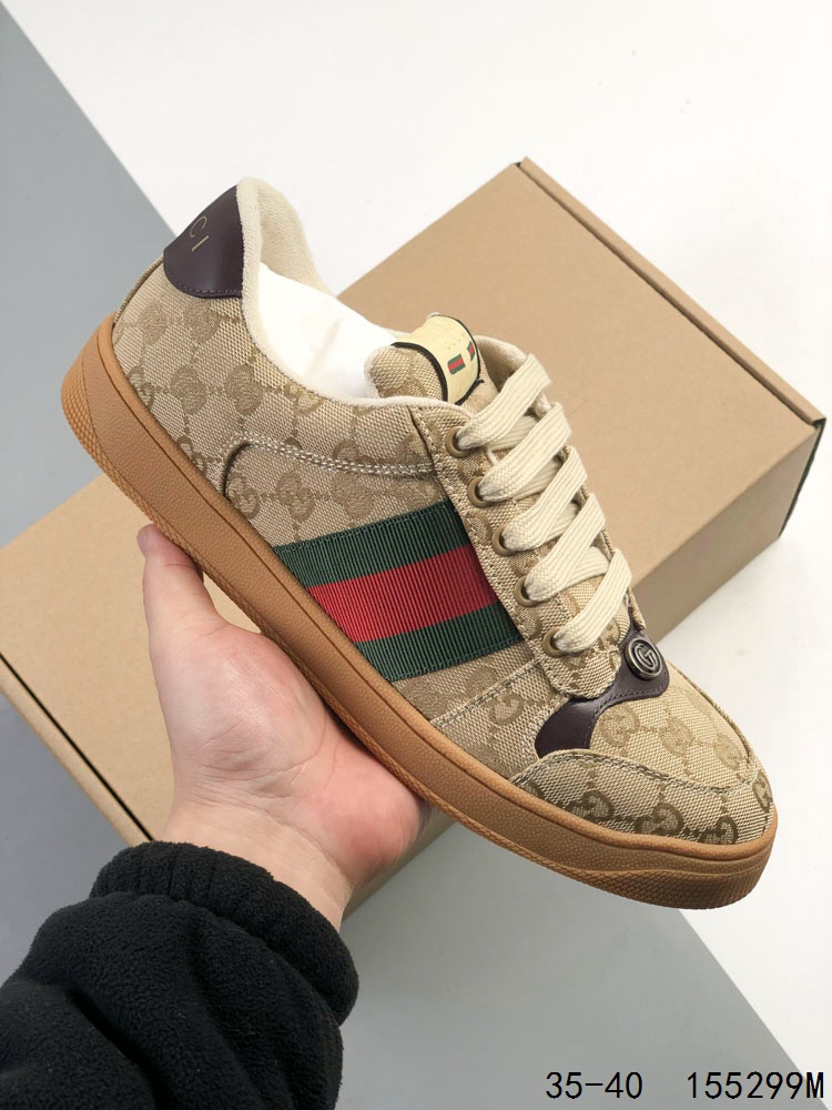 古驰 Gucci Distressed Screener sneaker 古驰小脏鞋系列 经典原型复古百搭做旧小脏板鞋复古学院风 码数:如图 ID:155299M
