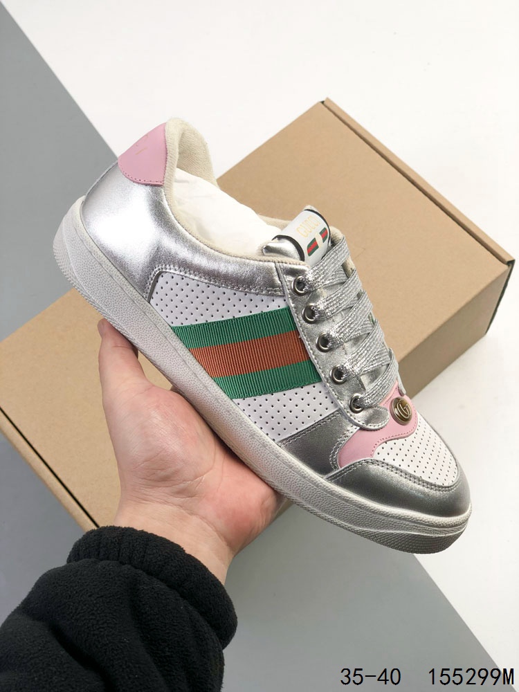 古驰 Gucci Distressed Screener sneaker 古驰小脏鞋系列 经典原型复古百搭做旧小脏板鞋复古学院风 码数:如图 ID:155299M