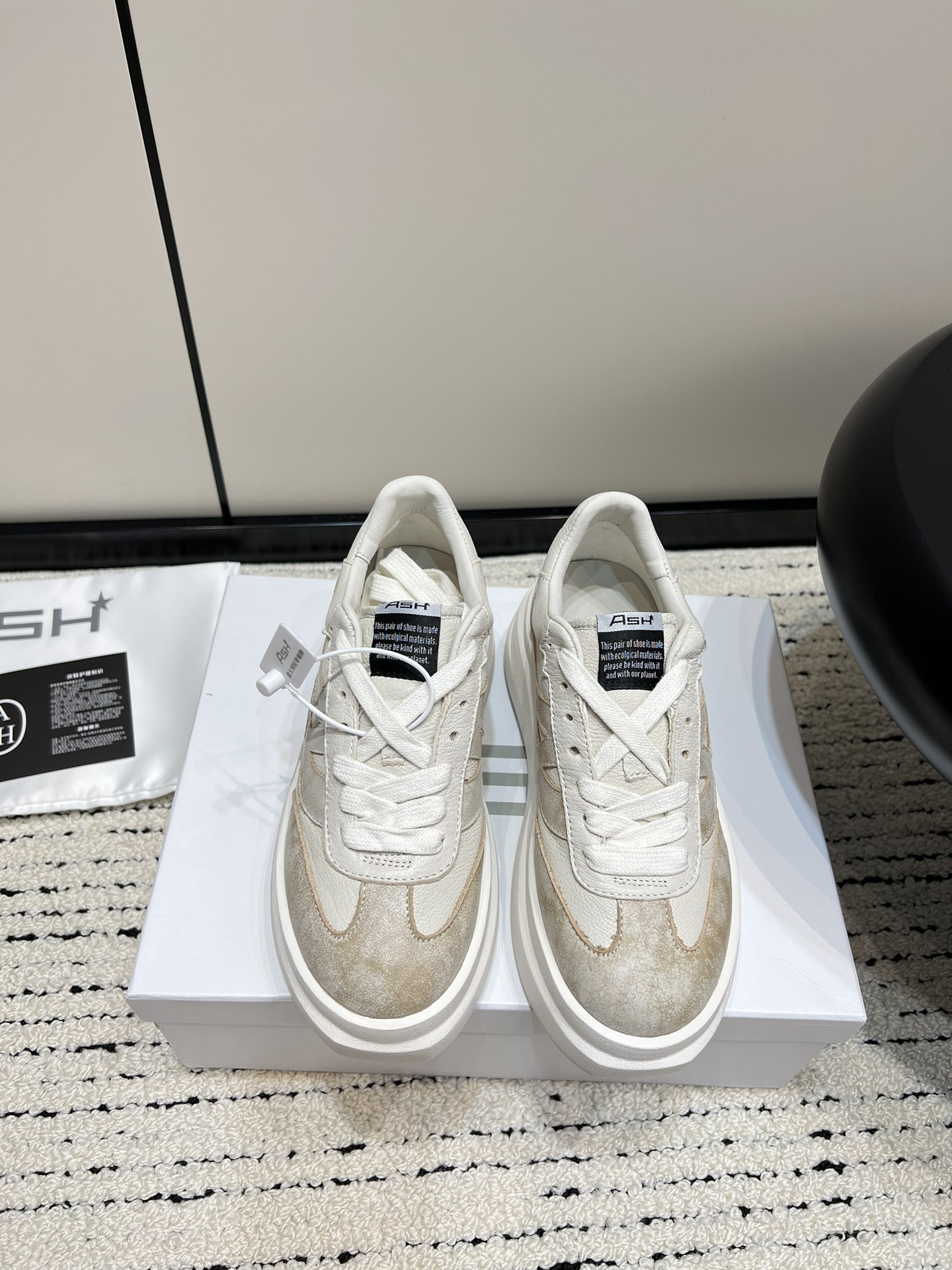 ASH New Retro White Sneakers with Thick Bottoms: Stylish and Comfortable Footwear