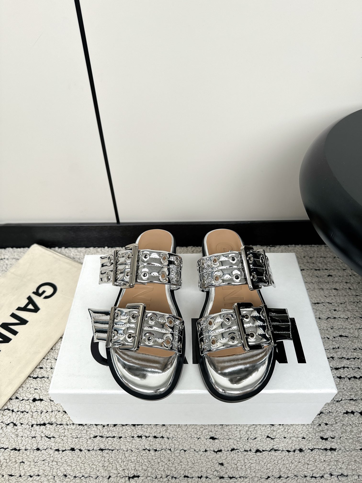 Ganni’s New Summer Line: Round Head Slippers with Belt Buckle Detail