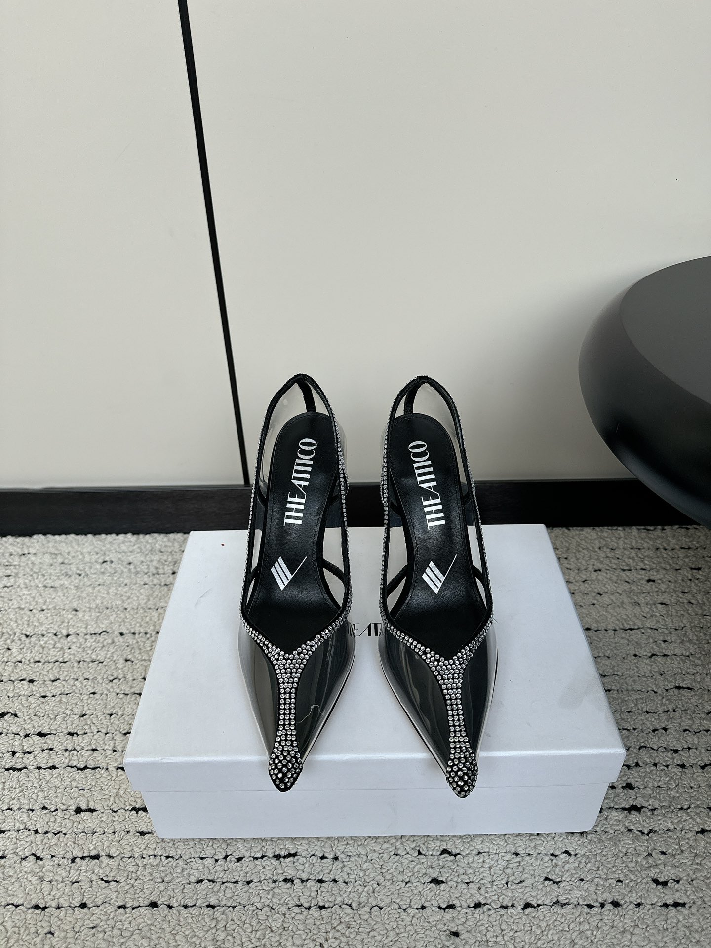 The Attico Fall 24 New Transparent Drill High Heels from Italy
