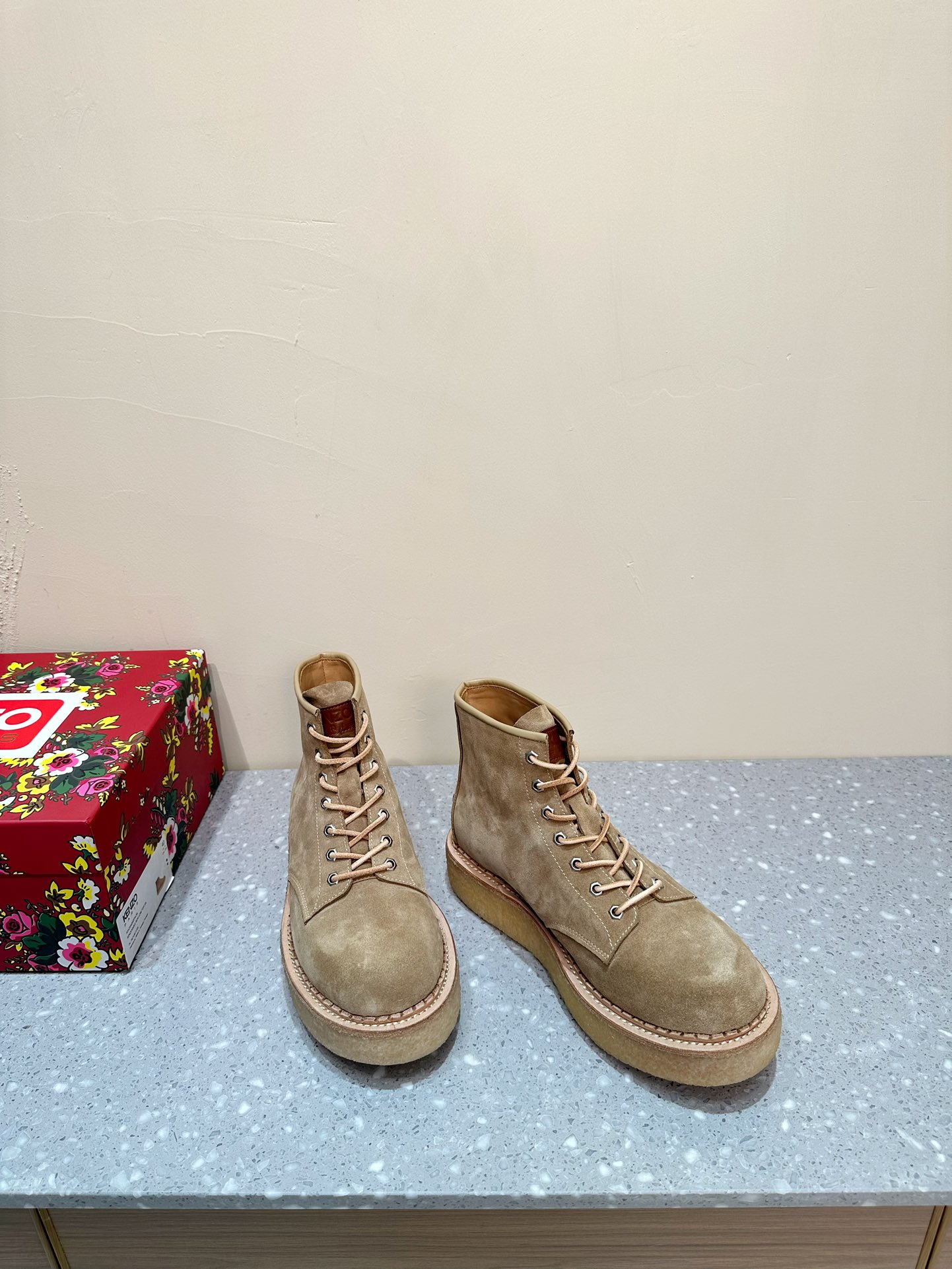 840 KENZO Kangaroo Leather Short Boots with Thick Bottoms for Men and Women - 图片 3