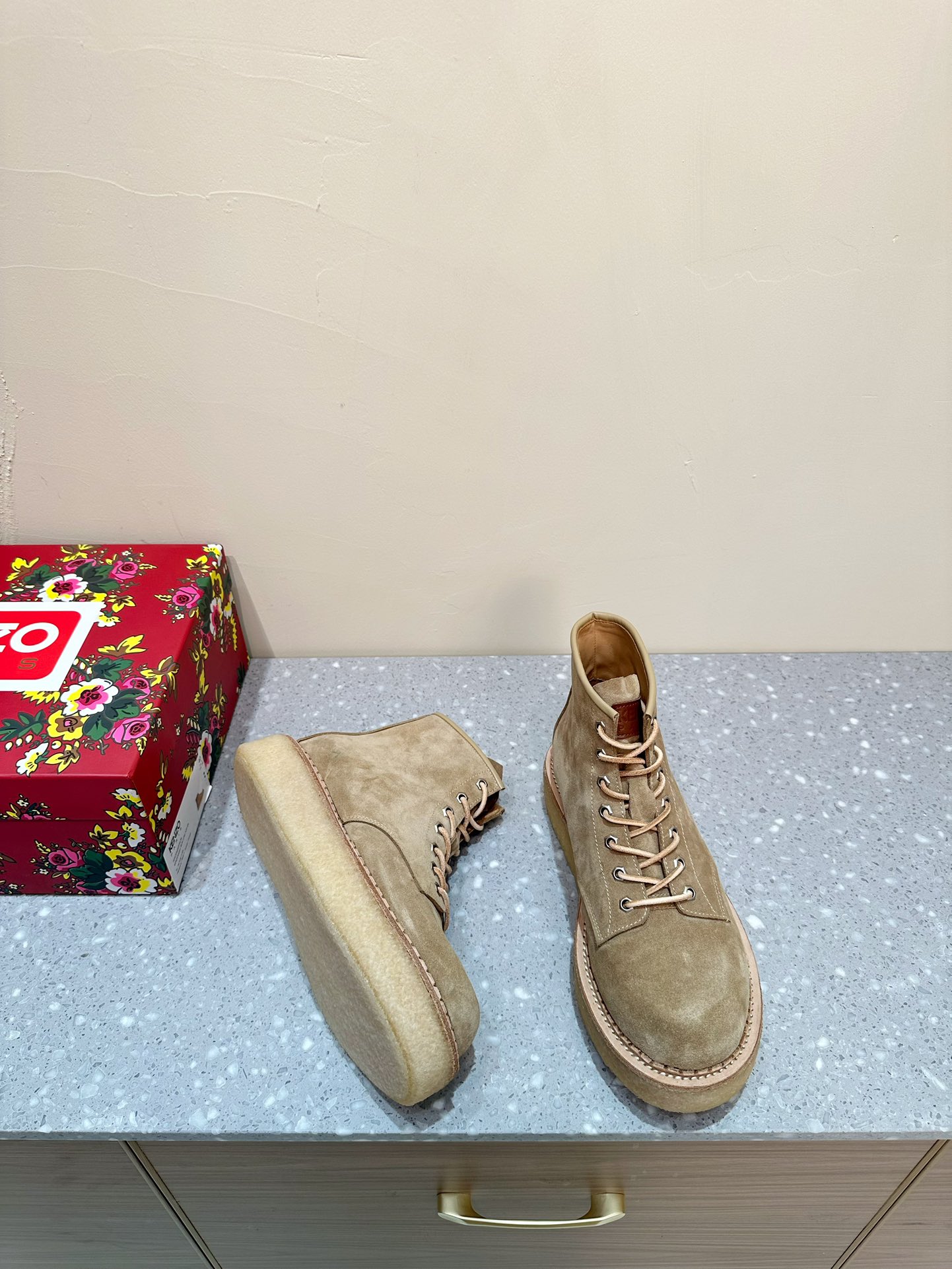 840 KENZO Kangaroo Leather Short Boots with Thick Bottoms for Men and Women - 图片 2