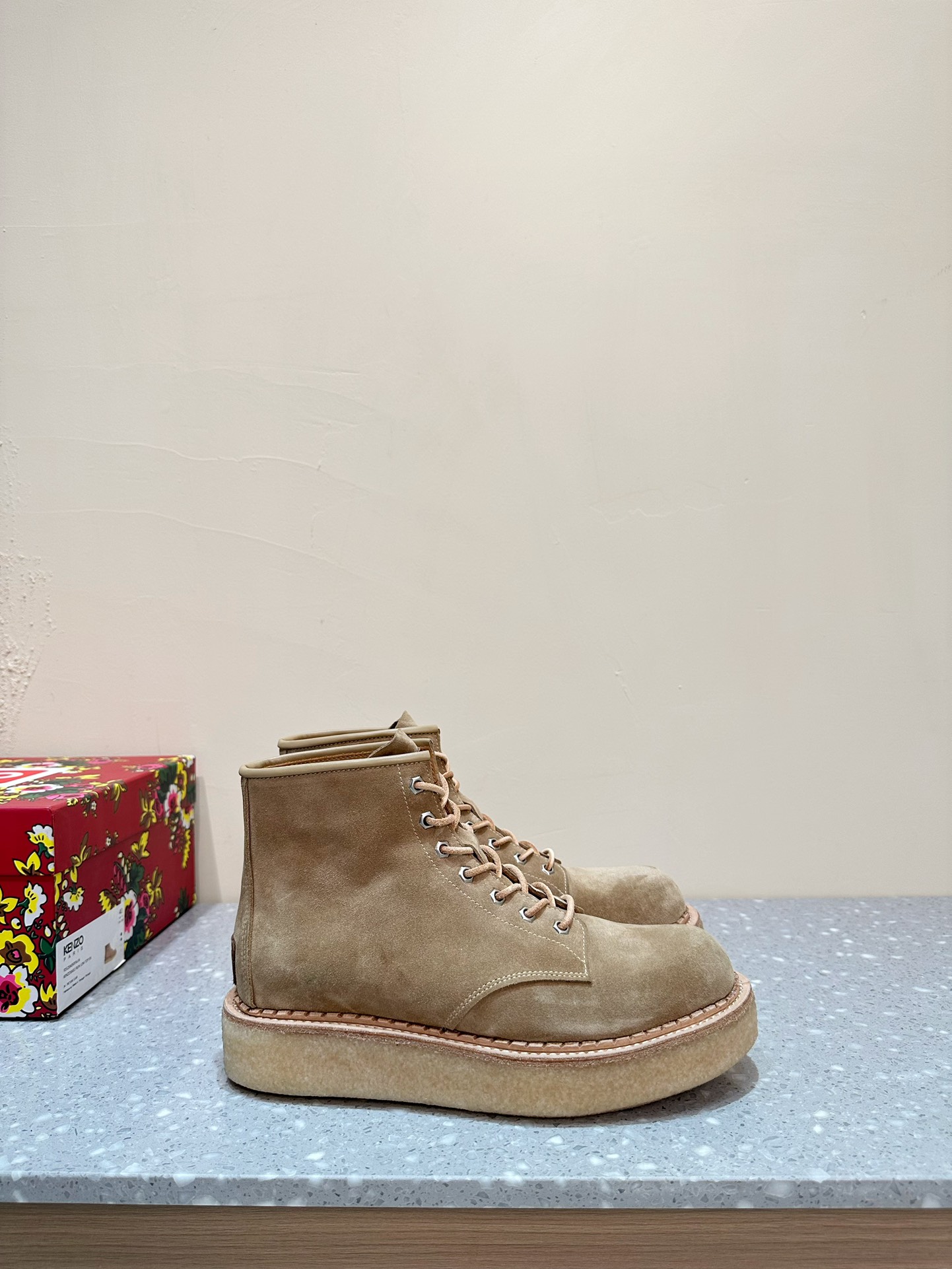 840 KENZO Kangaroo Leather Short Boots with Thick Bottoms for Men and Women - 图片 4