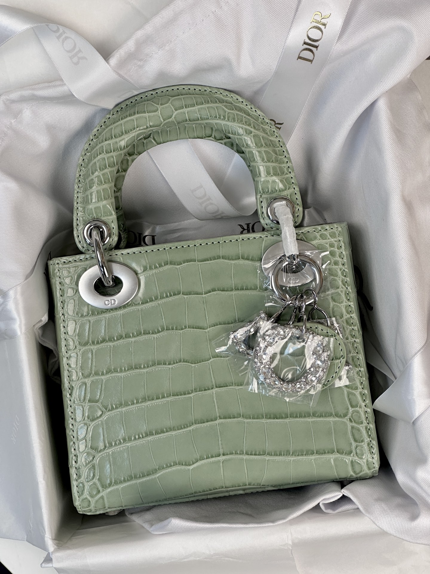 NO:811823,Princess Diana three-dimensional American crocodile, mint green, Hermes,19860909戴妃三格 美洲鳄,薄荷绿,,Hermes,,Bag