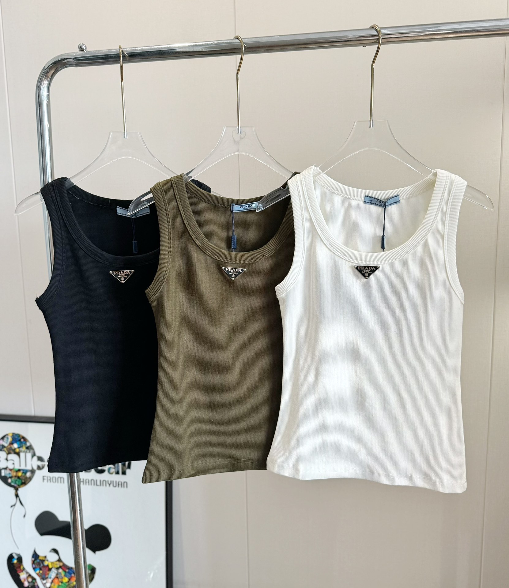 Prada Clothing Tank Tops&Camis Black Green White Knitting Summer Collection