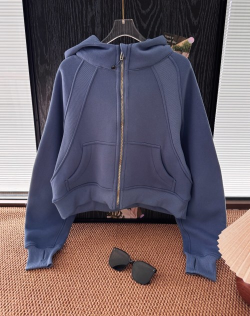 Lulu Scuba Fleece Hoodie - Full Zip Yoga Jacket, Shadow Blue, Sizes 4-10 1 Lulu Scuba Fleece Hoodie - Full Zip Yoga Jacket, Shadow Blue, Sizes 4-10