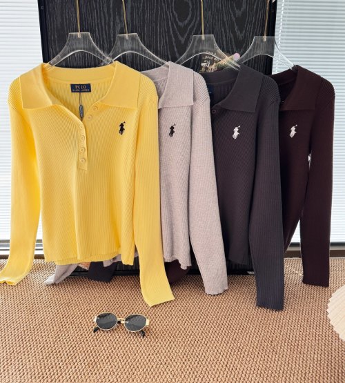 Ralph Lauren Women's Long Sleeve Knit Polo Shirt - Slim Fit 1 Ralph Lauren Women's Long Sleeve Knit Polo Shirt - Slim Fit