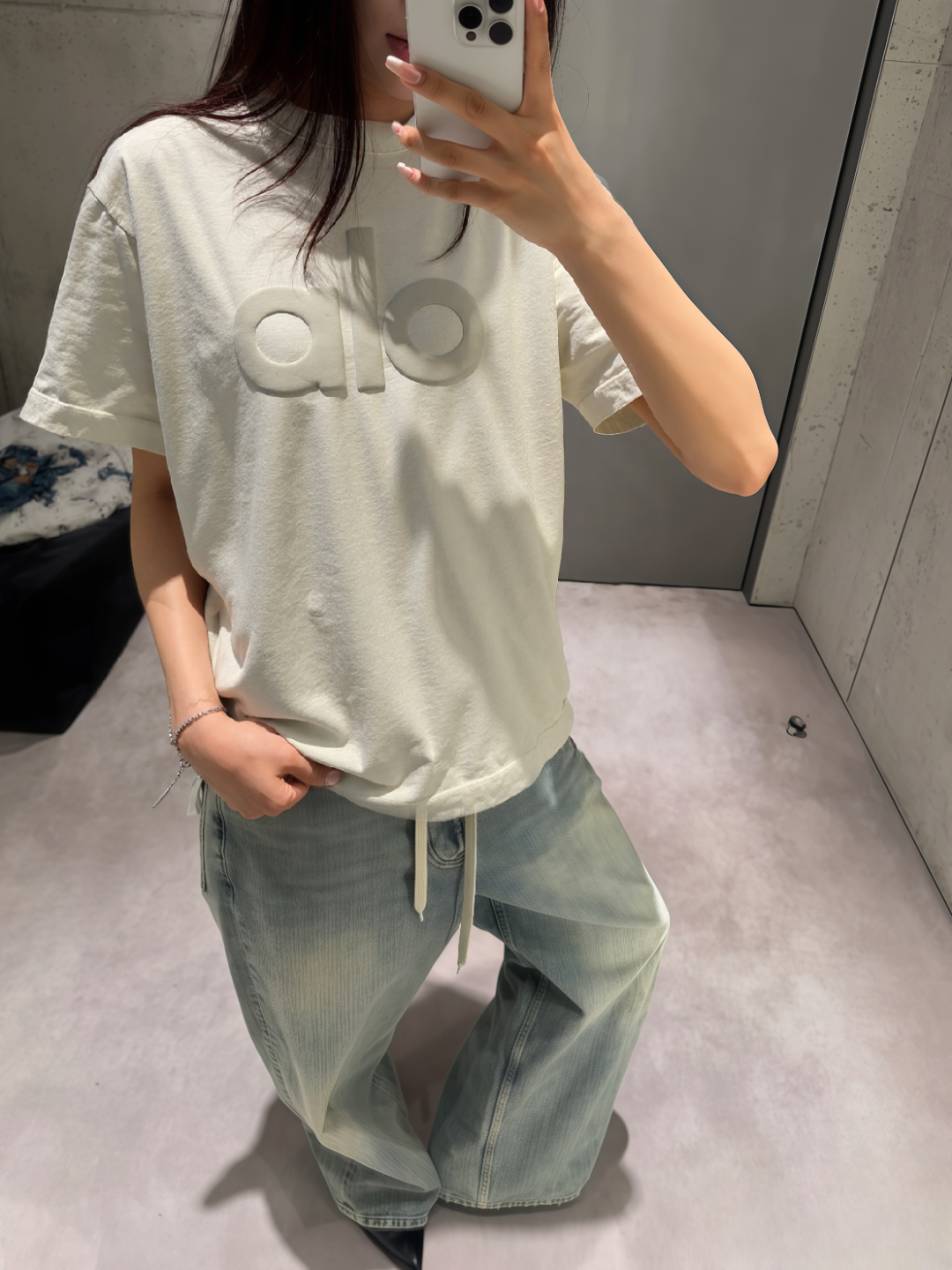 P79💰
ALO洗水复古发泡印花LOGO宽松慵懒风T恤

款号 ：AL312
码数：S M L
颜色：洗水灰 洗水杏