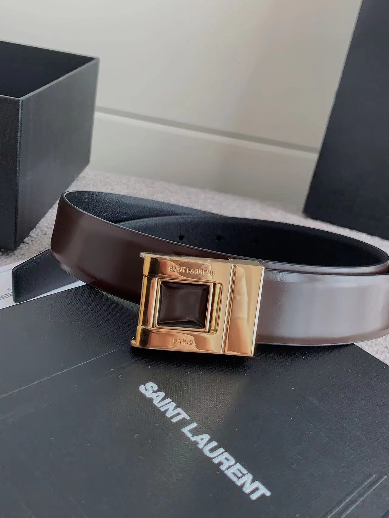[YSL Belts]Italian original leather Width 3.0cm FEMALE Crocodile embossed leat