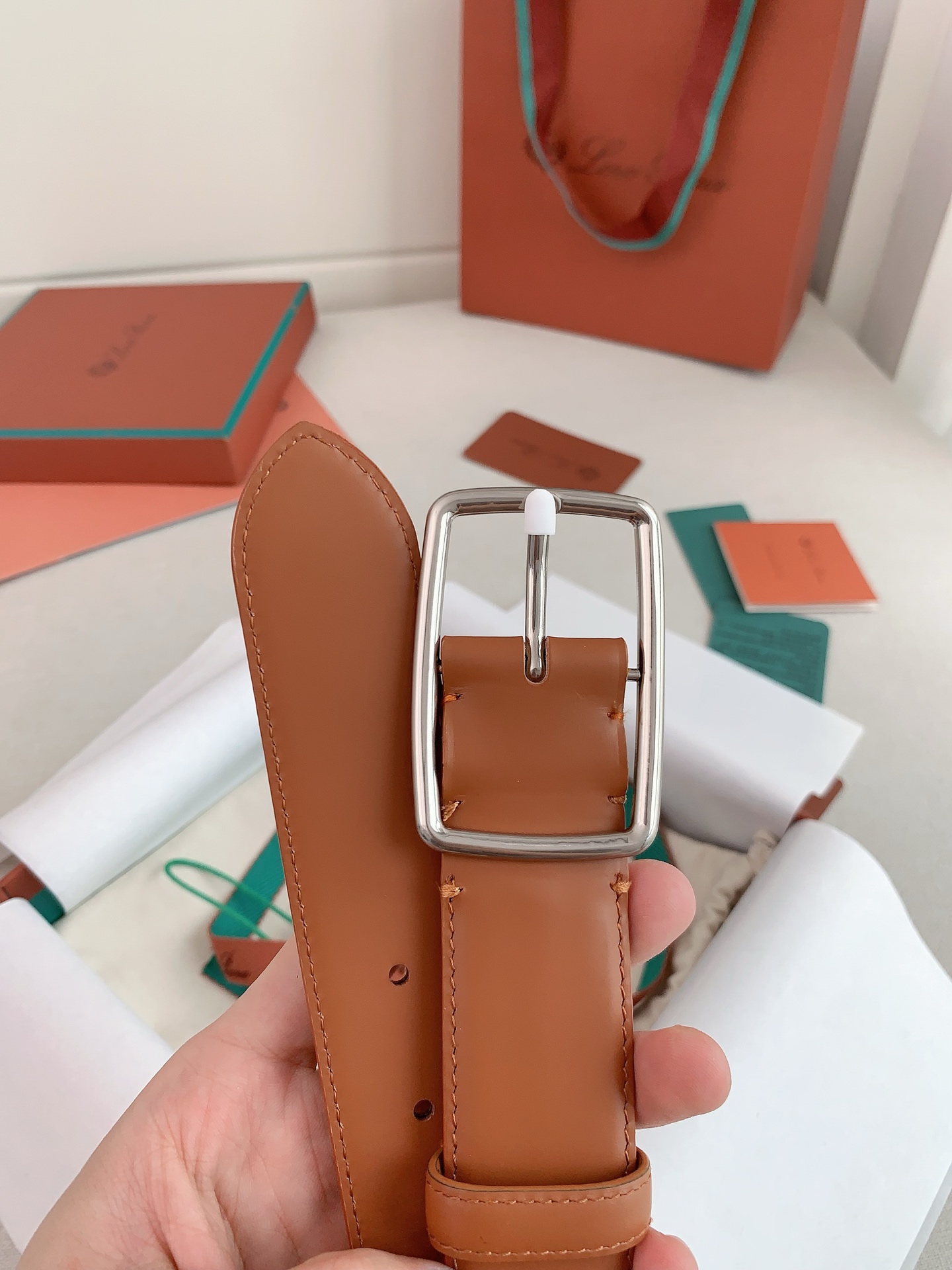 Loro Piana Leather Belt with Rectangular Buckle,Meticulously Crafted for Elegance 3 i1745823758744 7747 0 2