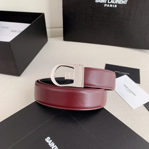 Yves Saint Laurent Reversible Leather Belt with Iconic Buckle, 3.0cm Width 1 Yves Saint Laurent Reversible Leather Belt with Iconic Buckle, 3.0cm Width