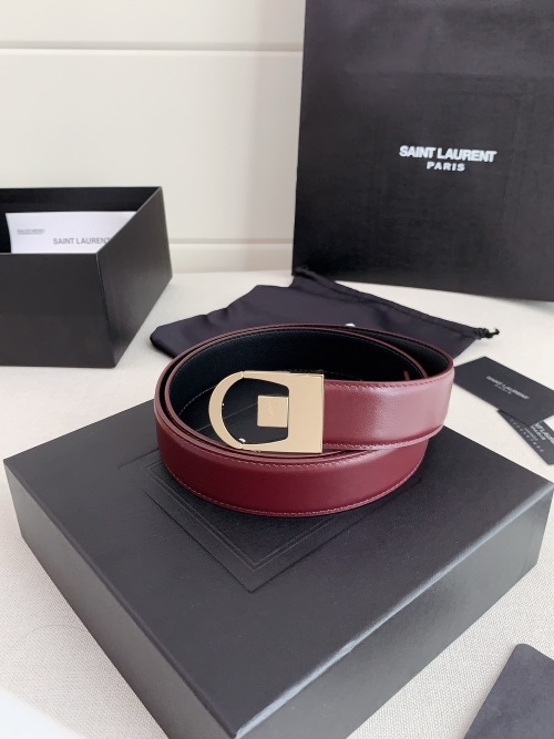 Yves Saint Laurent Reversible Leather Belt with Gold-Tone Buckle, 3.0cm Width 1 Yves Saint Laurent Reversible Leather Belt with Gold-Tone Buckle, 3.0cm Width