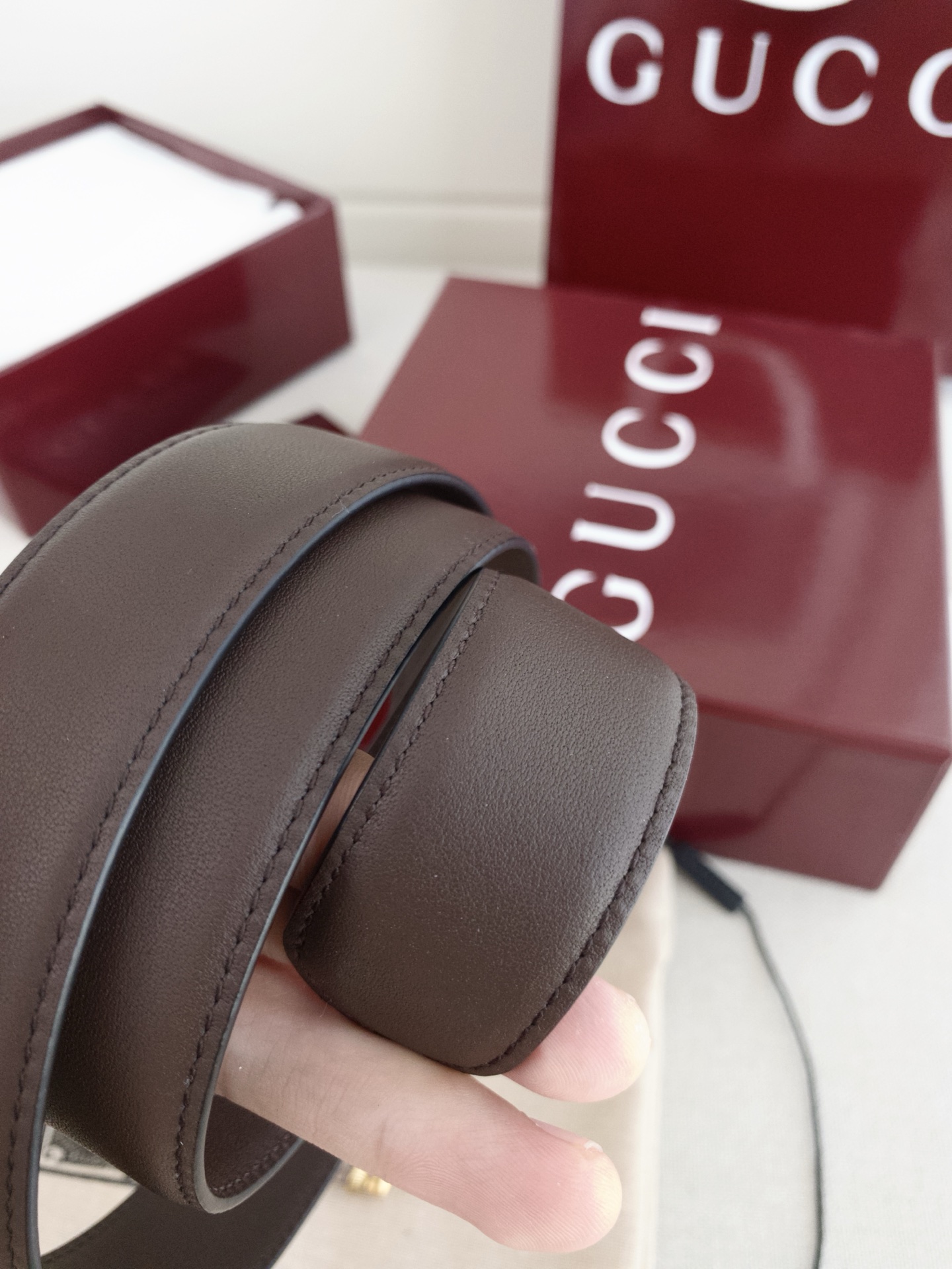Gucci Reversible Leather Belt with Antique Brass Buckle, 3.0cm Width 7 i1747607782583 7778 0 5