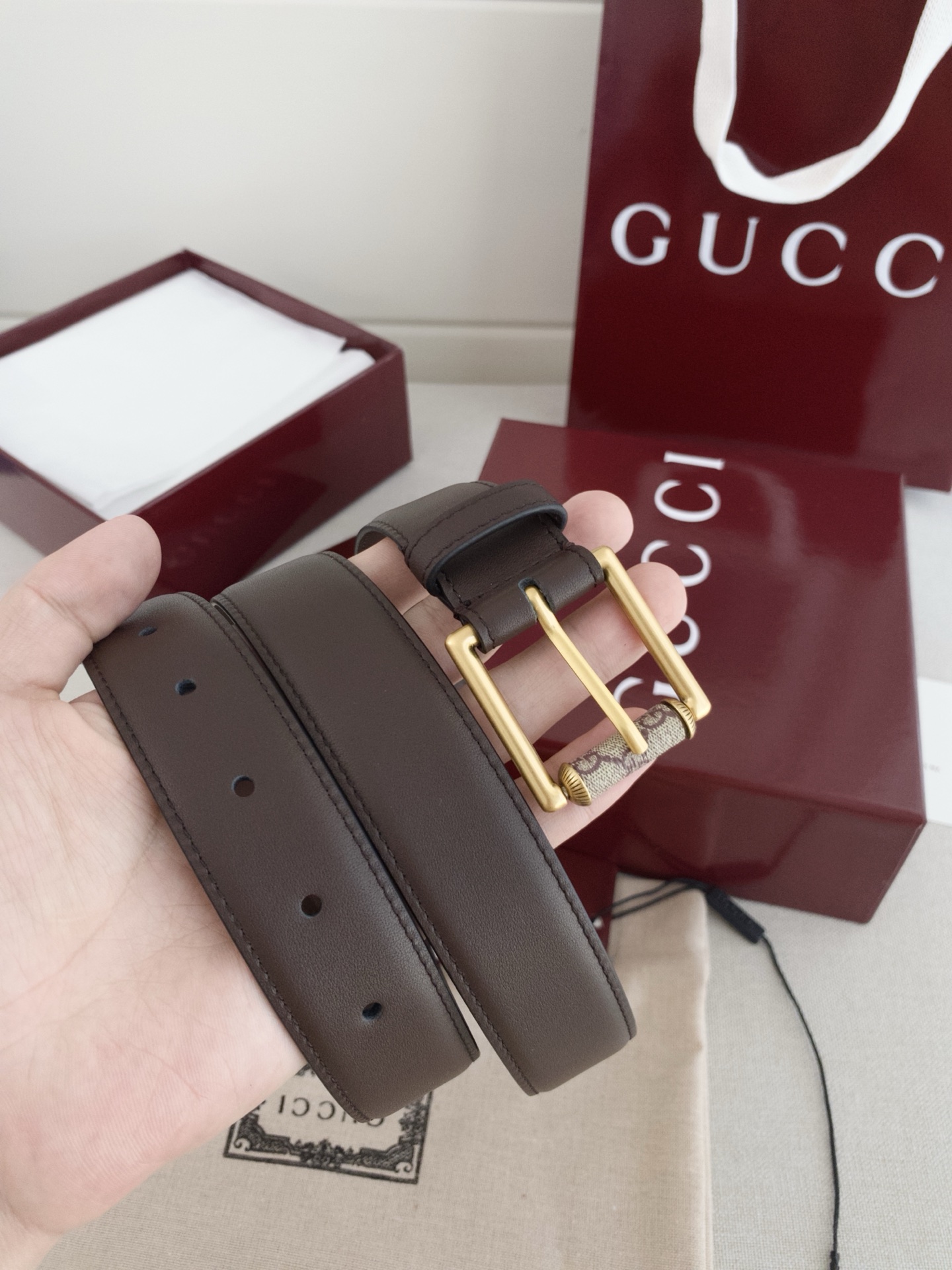 Gucci Reversible Leather Belt with Antique Brass Buckle, 3.0cm Width 6 i1747607783723 2579 0 4