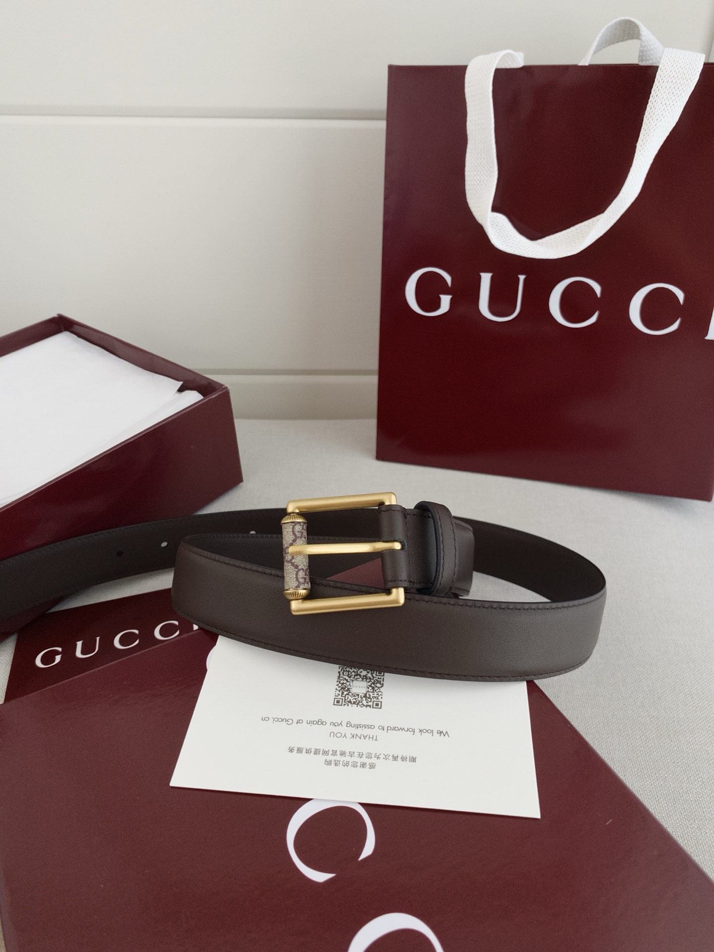 Gucci Reversible Leather Belt with Antique Brass Buckle, 3.0cm Width 3 i1747607783748 2787 0 1