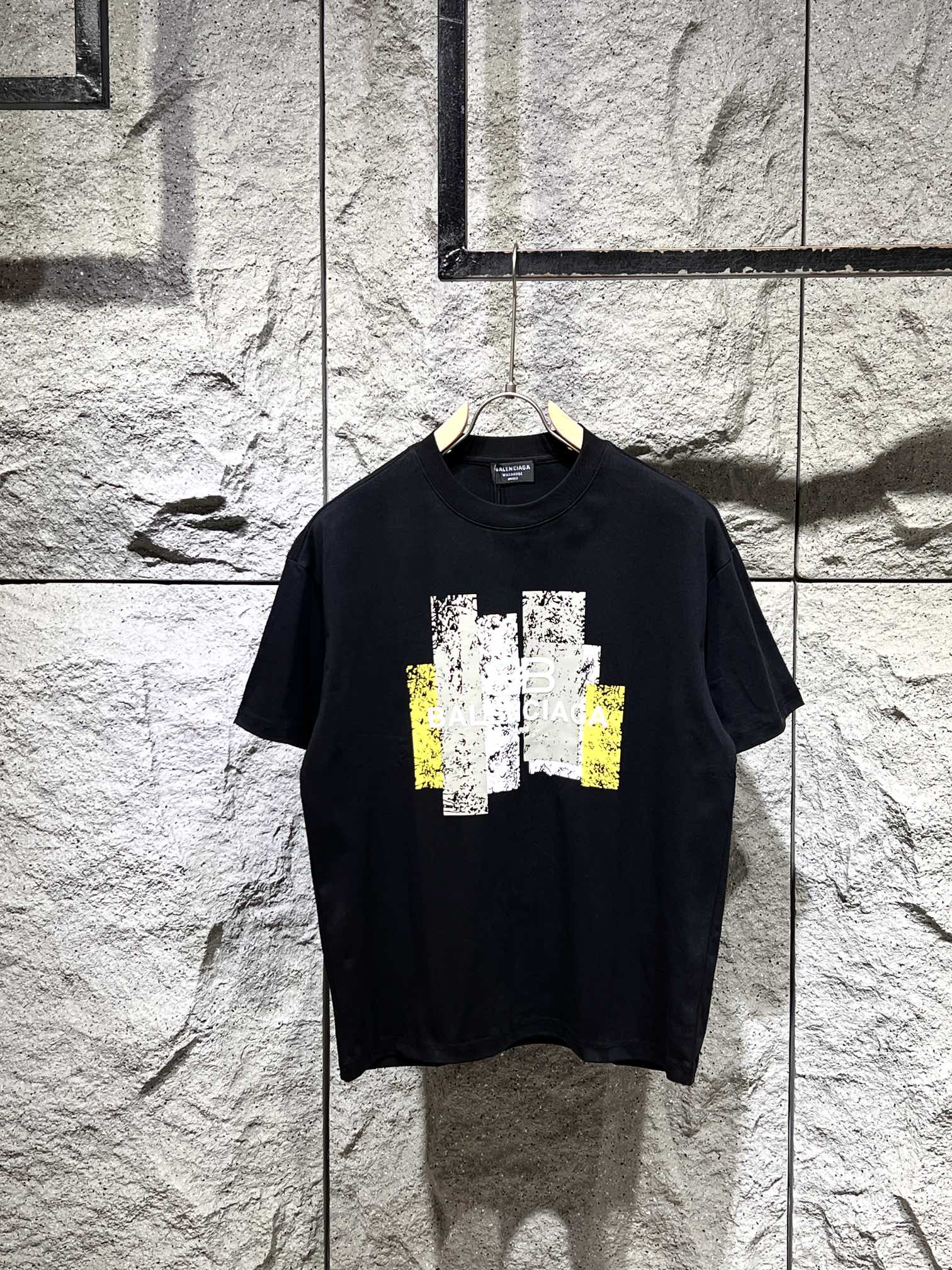 Balenciaga Vêtements T-Shirt Noir Graffiti Blanc Imprimé Unisexe Coton