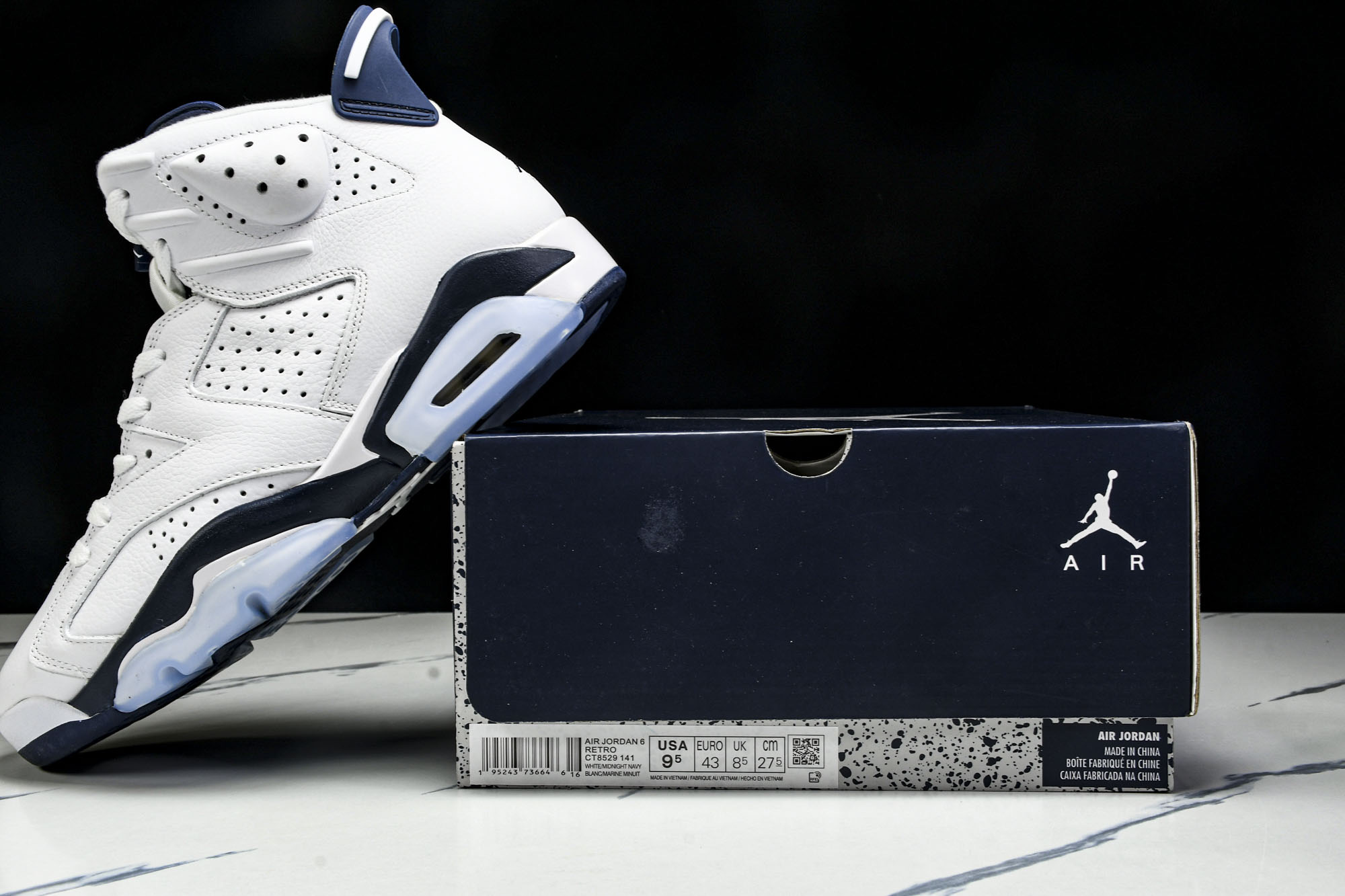 
Air Jordan 6 Retro“Midnight Navy”白蓝 午夜蓝 CT8529-141
