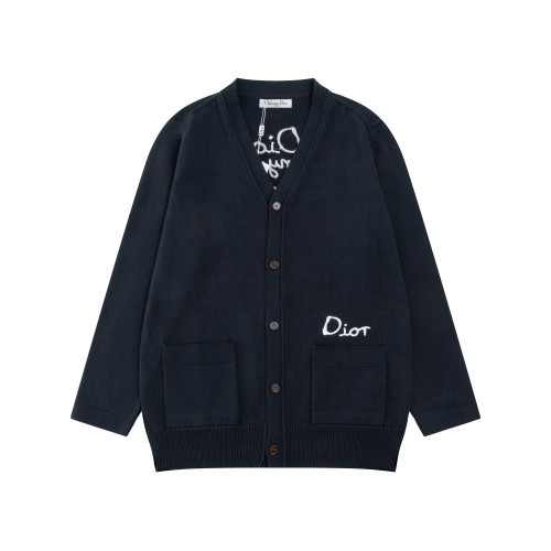 Dior Wool Blend Knit Cardigan Sweater with Jacquard Logo for Men and Women 1 Dior Wool Blend Knit Cardigan Sweater with Jacquard Logo for Men and Women