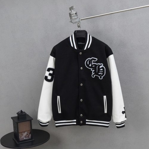Chrome Hearts Baseball Jacket - Wool Blend Varsity Jacket with Leather Sleeves 1 Chrome Hearts Baseball Jacket - Wool Blend Varsity Jacket with Leather Sleeves