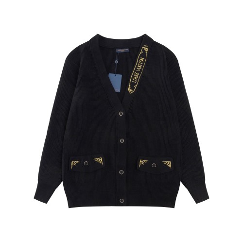 Louis Vuitton Embroidered Logo Wool Knit Cardigan Sweater Oversized Fit 1 Louis Vuitton Embroidered Logo Wool Knit Cardigan Sweater Oversized Fit
