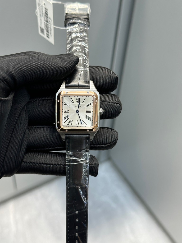 Cartier 卡地亚 山度士石英中号 鳄鱼皮