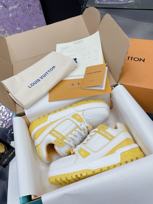 Louis Vuitton Trainer Sneaker - Yellow & White Leather - Limited Edition 1 Louis Vuitton Trainer Sneaker - Yellow & White Leather - Limited Edition