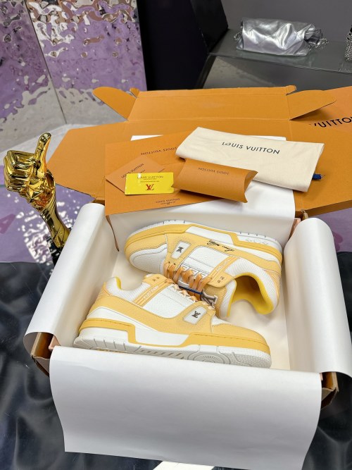 Louis Vuitton Trainer Maxi Sneakers Yellow/White Leather, Size 35-45 for Men and Women 1 Louis Vuitton Trainer Maxi Sneakers Yellow/White Leather, Size 35-45 for Men and Women