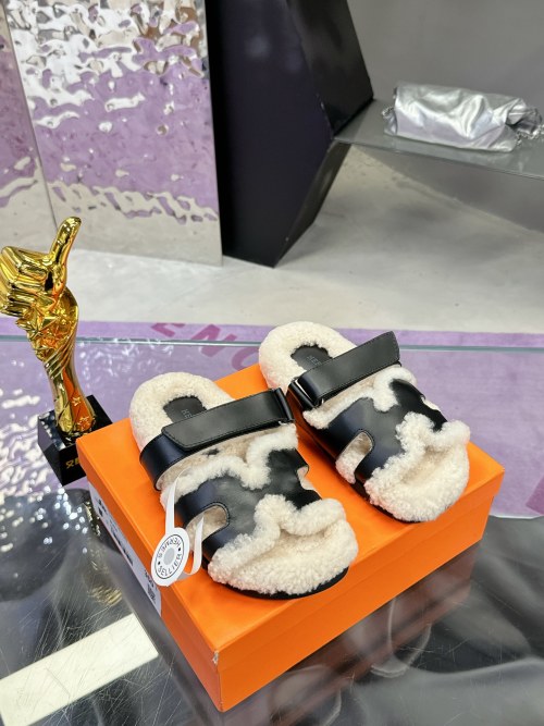 Hermes Shearling Slides: Cozy & Stylish Slip-Ons for Women - Sizes 35-40