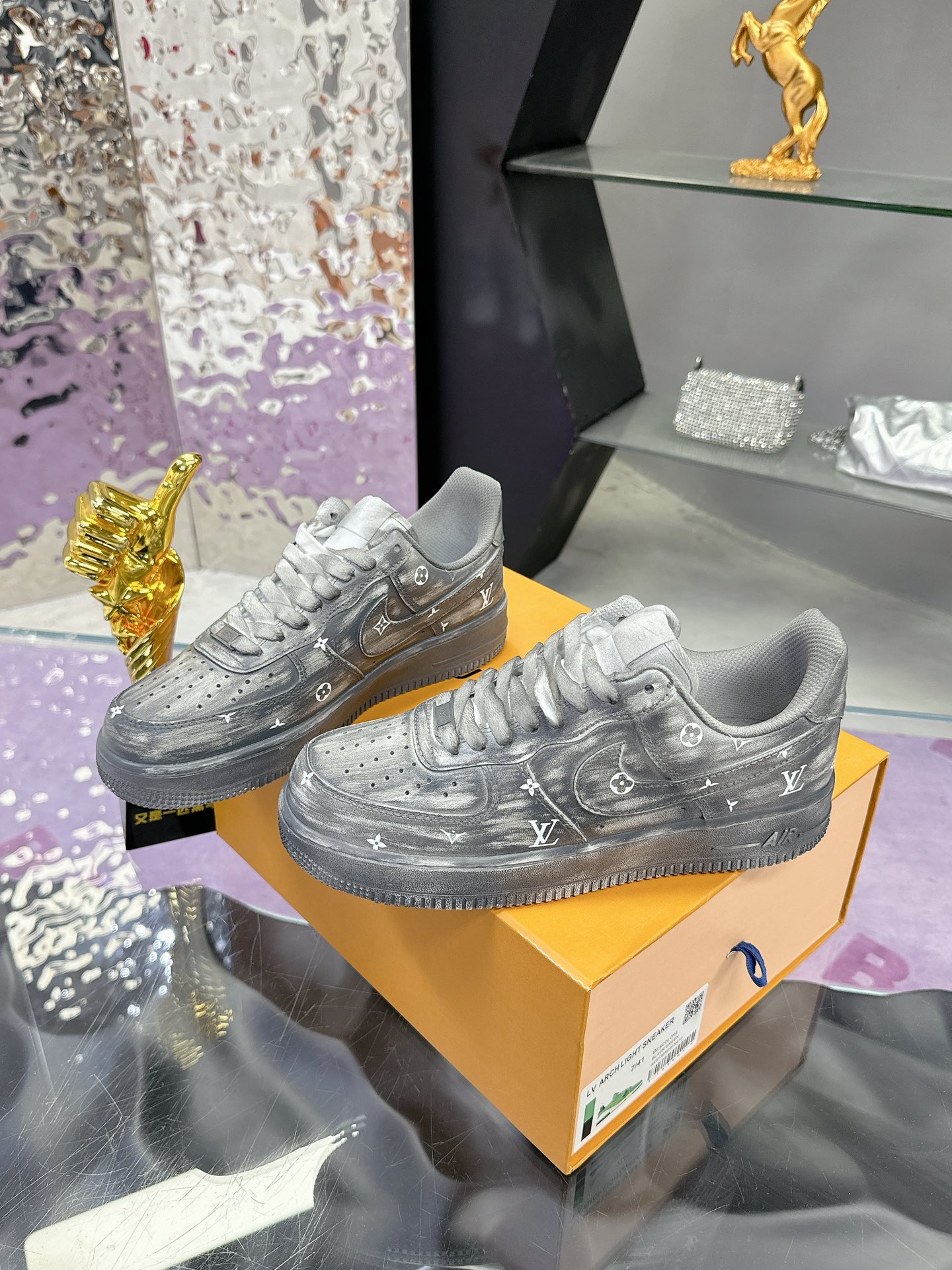 Nike空軍一号 手工カスタム版 男女兼用 ストリートスタイル