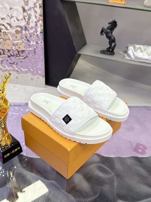 Louis Vuitton LV Men's 2025 White Leather Slides - Size 38-44 1 Louis Vuitton LV Men's 2025 White Leather Slides - Size 38-44