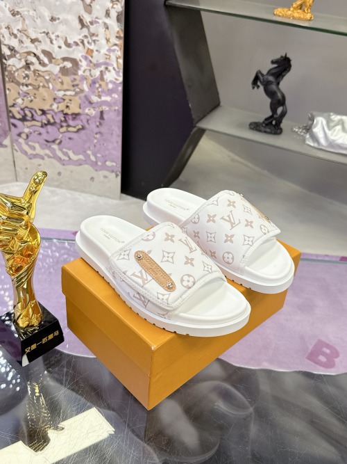 Louis Vuitton Men's 2025 Monogram Embossed Leather Slides 1 Louis Vuitton Men's 2025 Monogram Embossed Leather Slides