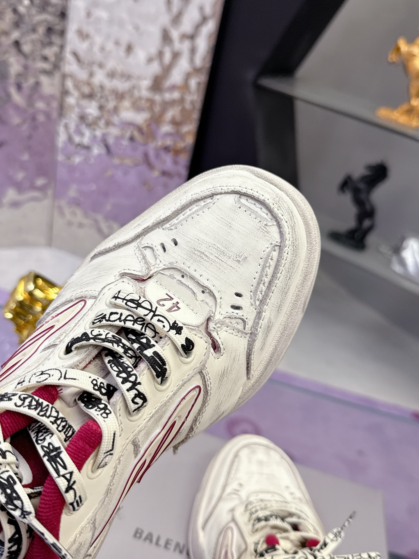 “Balenciaga Paris Family Autumn Winter Sneakers: Superstar Redgrass with Parisian B Sign, Retro Design, Cow Skin, Rubber Sole” - 图片 6