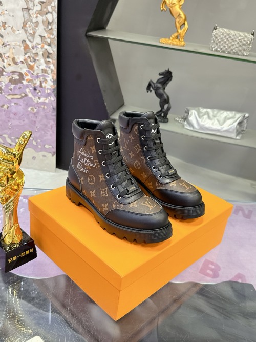 Louis Vuitton Territory Flat Ankle Boots in Monogram Leather 1 Louis Vuitton Territory Flat Ankle Boots in Monogram Leather