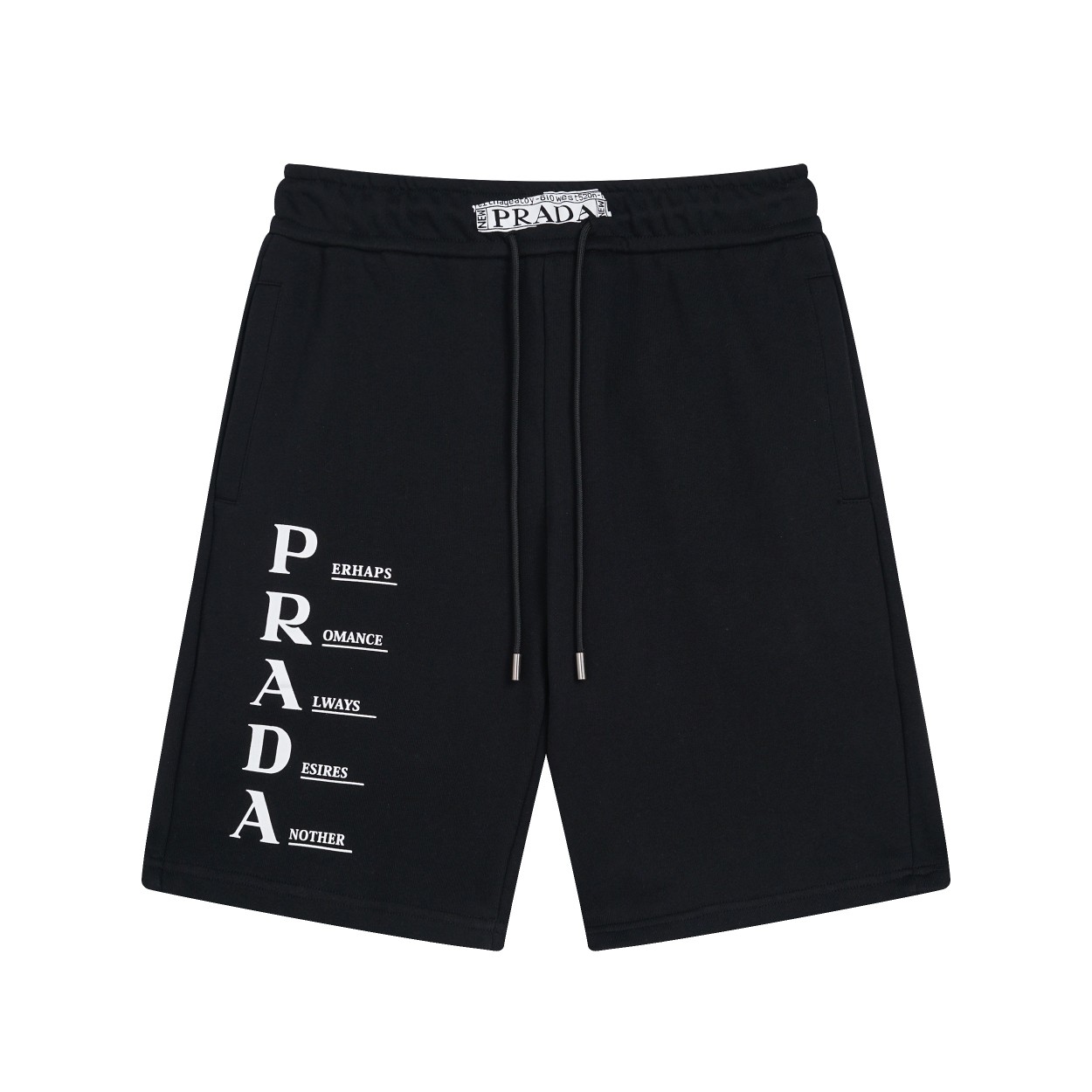 prada 普拉达三角标字母 logo标识印花五分裤