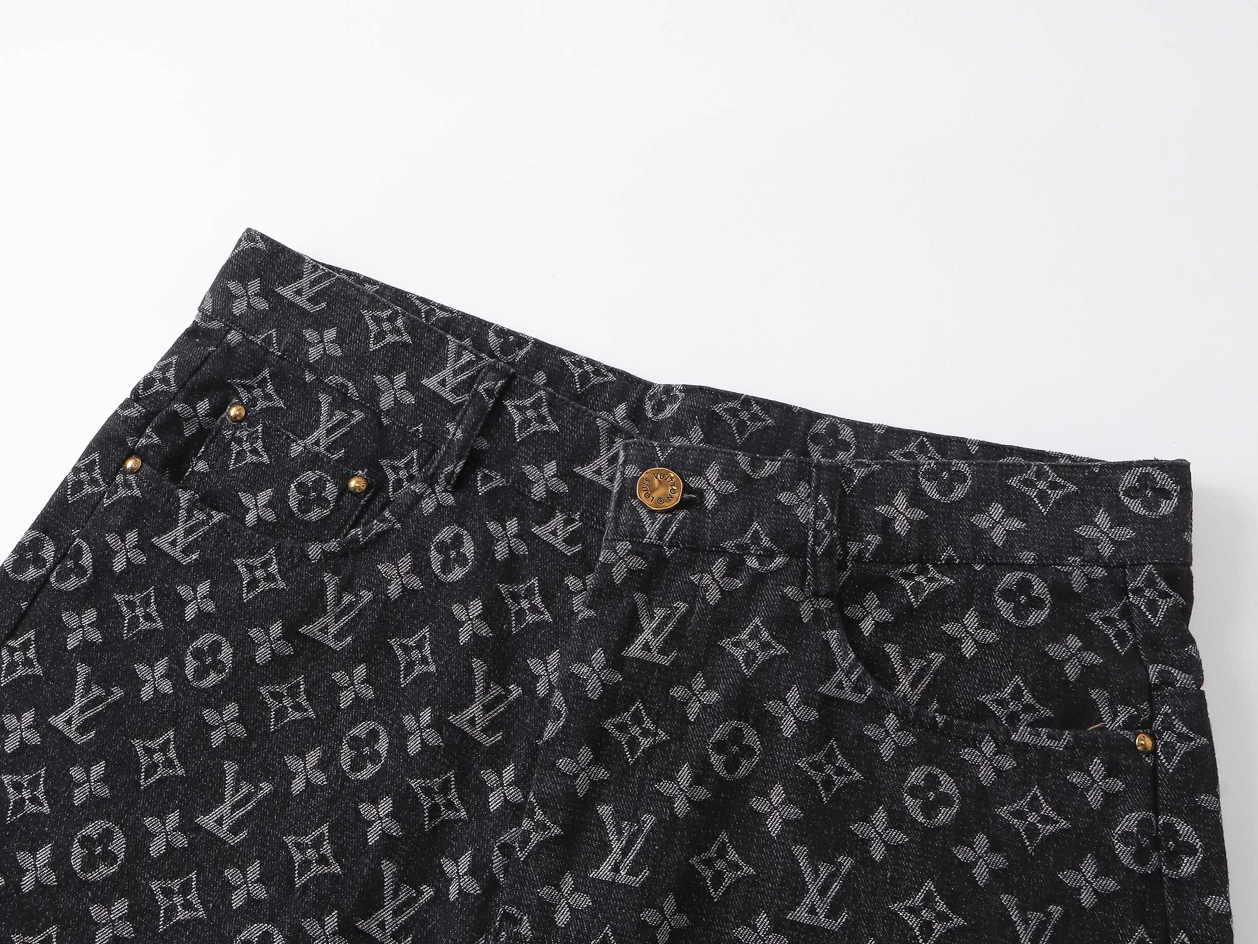 Louis vuitton/路易威登25ss满印老花牛仔短裤