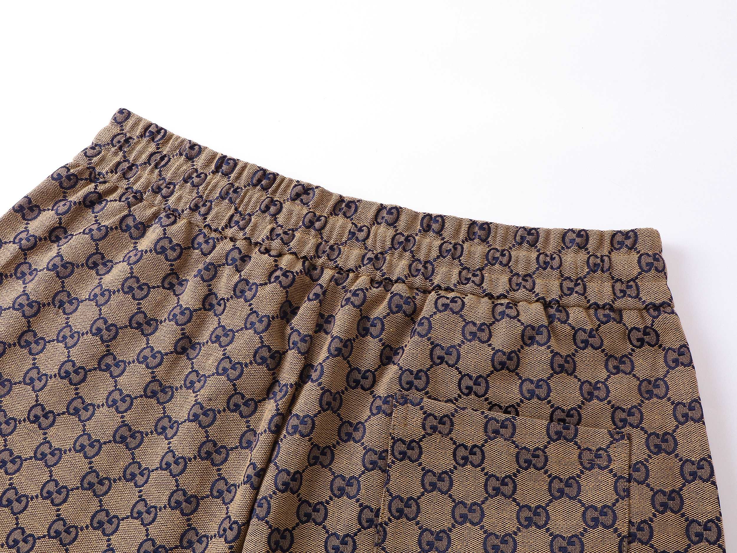 Gucci/古驰 25ss 老花满印牛仔短裤 休闲短裤五分裤 卡其