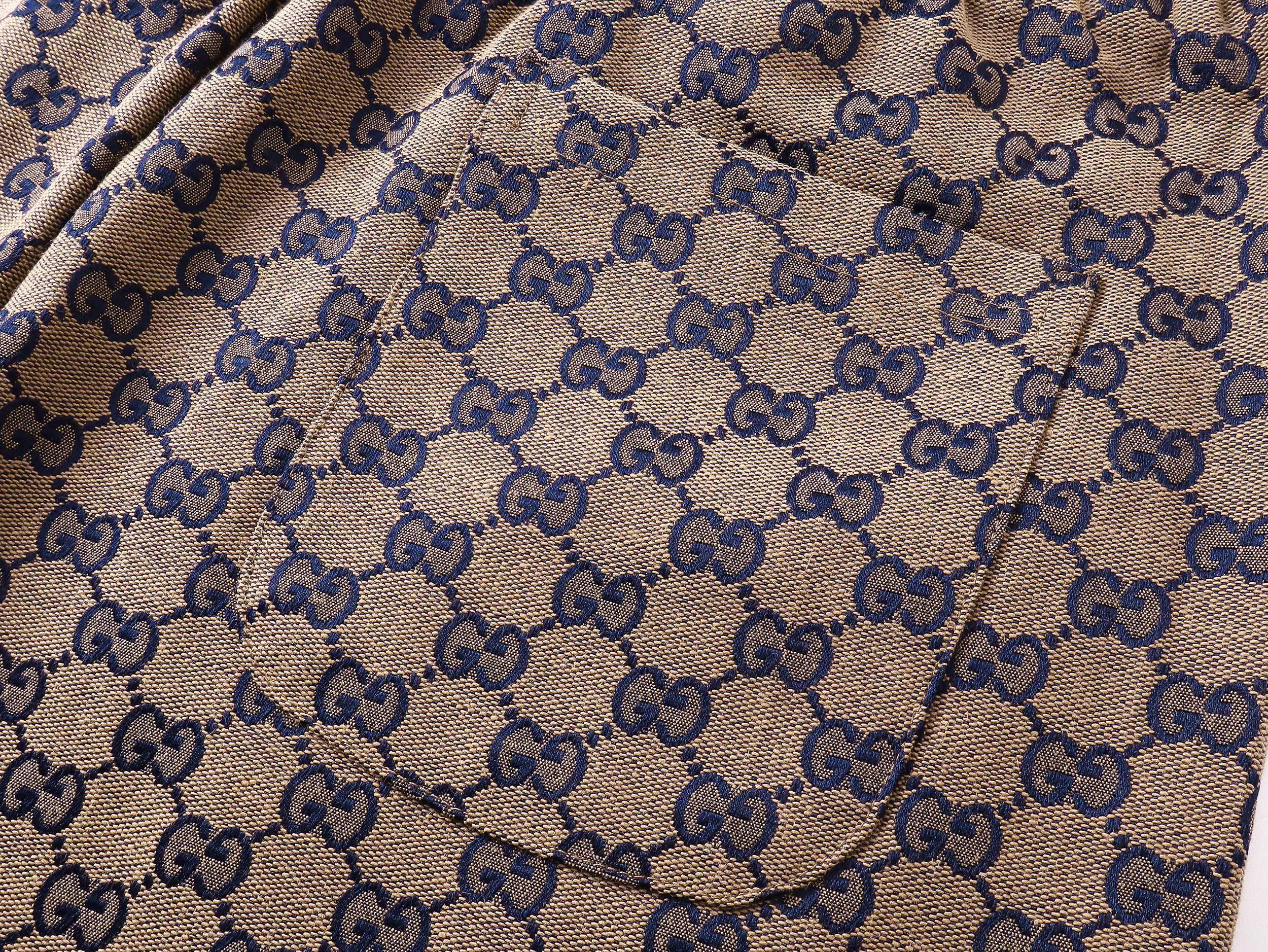 Gucci/古驰 25ss 老花满印牛仔短裤 休闲短裤五分裤 卡其