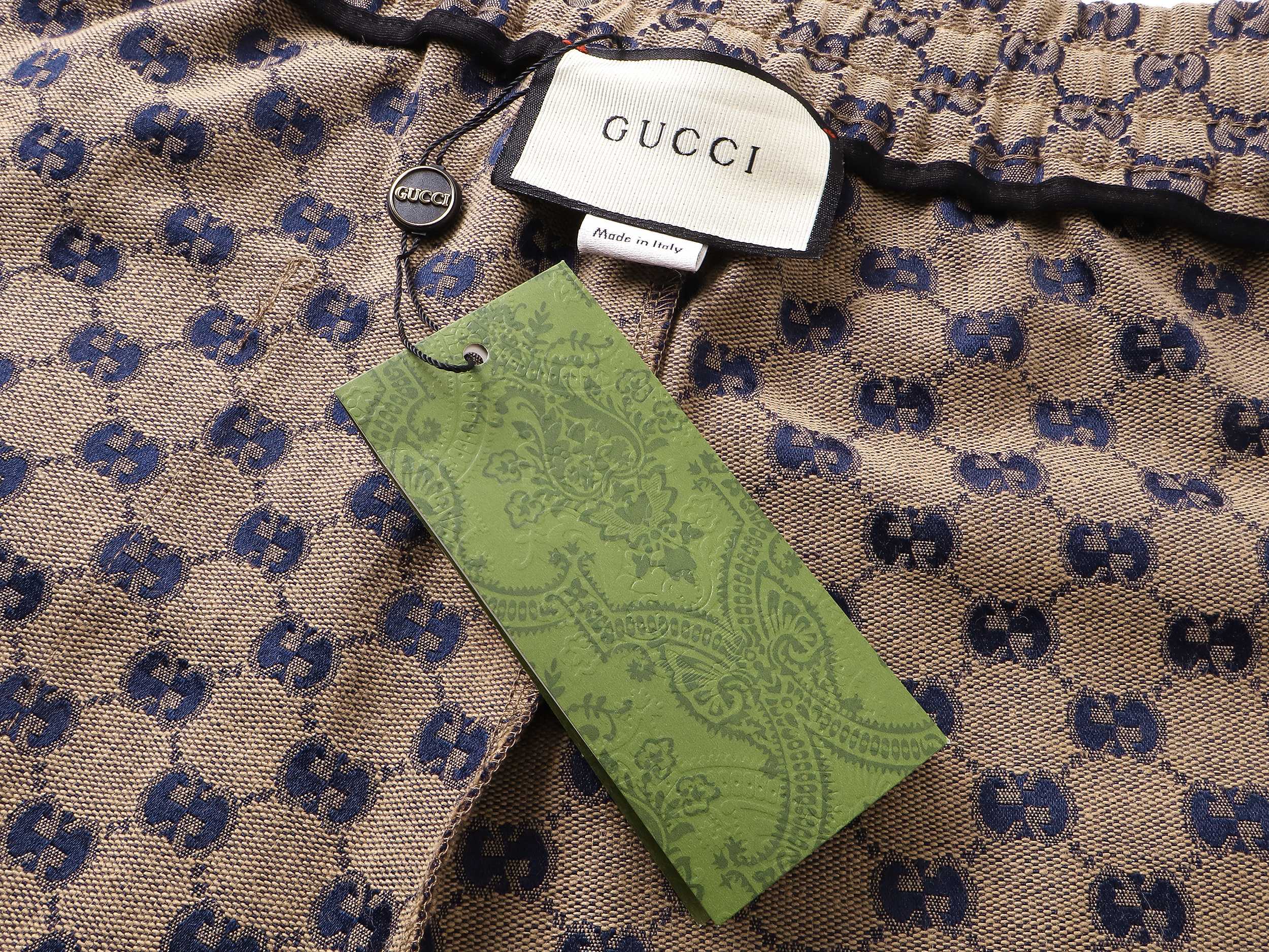 Gucci/古驰 25ss 老花满印牛仔短裤 休闲短裤五分裤 卡其