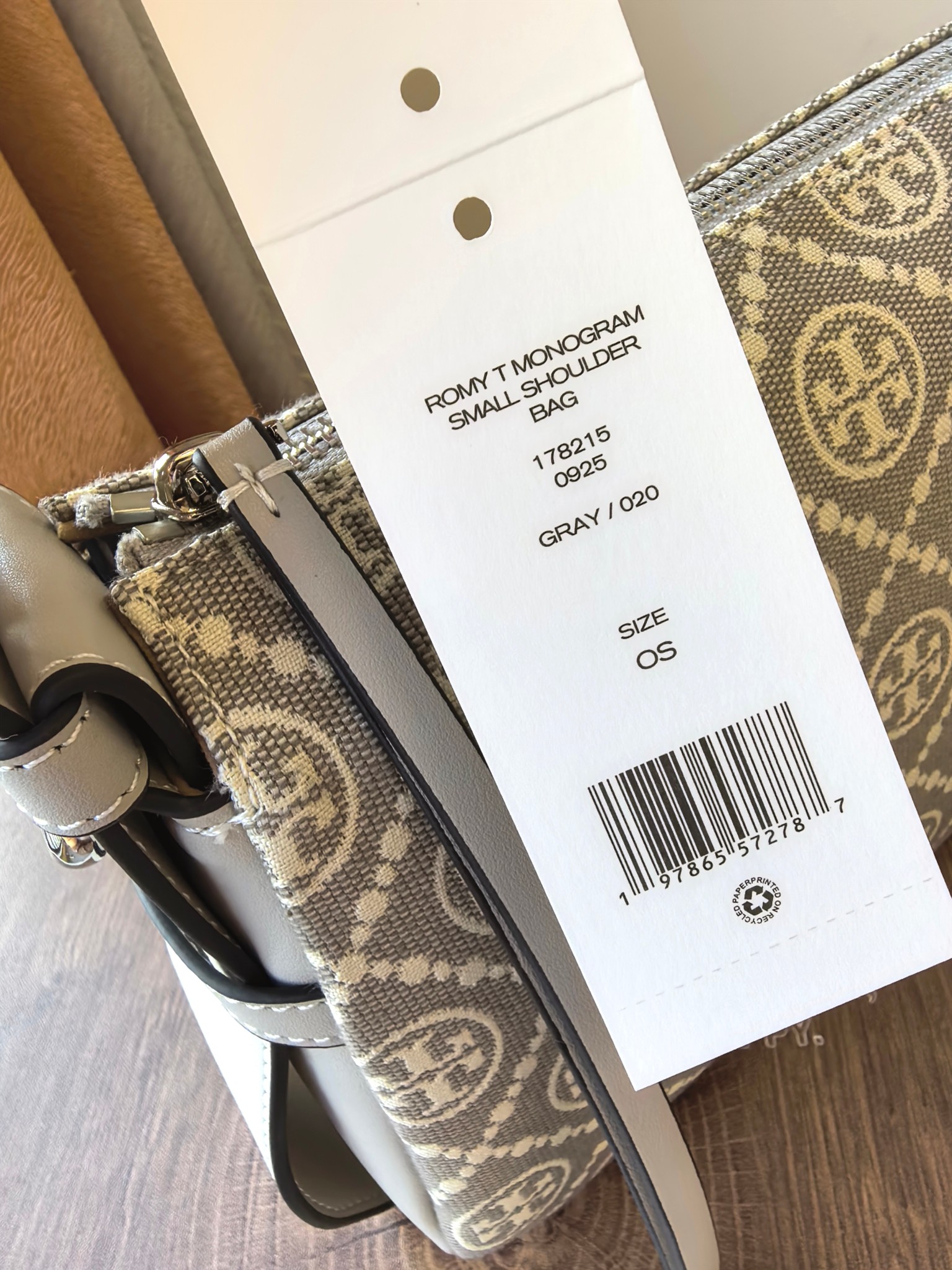 Tory Burch ～ 编号907款单肩手提包 海军蓝老花配皮