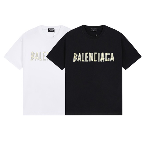 Balenciaga Logo Print Short Sleeve T-Shirt, Black & White, Relaxed Fit
