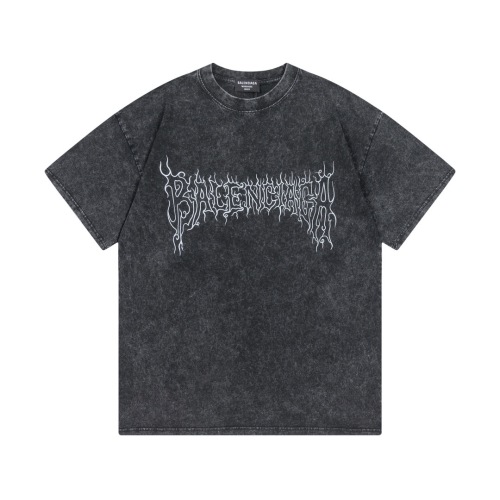 Balenciaga Distressed Logo T-Shirt, Unisex Cotton Tee, Washed Black 1 Balenciaga Distressed Logo T-Shirt, Unisex Cotton Tee, Washed Black