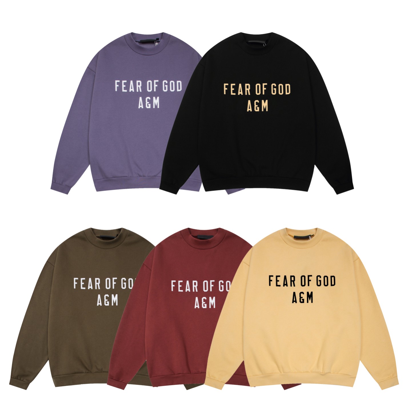Fear of God FOG Cloths: Olive Green, Star Dark, Amber King, Red. Sizes S-XL.